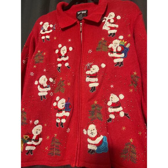 Ugly Christmas Sweater Xmas Cardigan Size Large Vintage - Picture 2 of 4